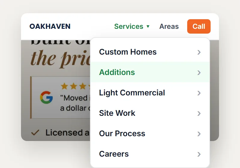 A Page For Every Job: construction website