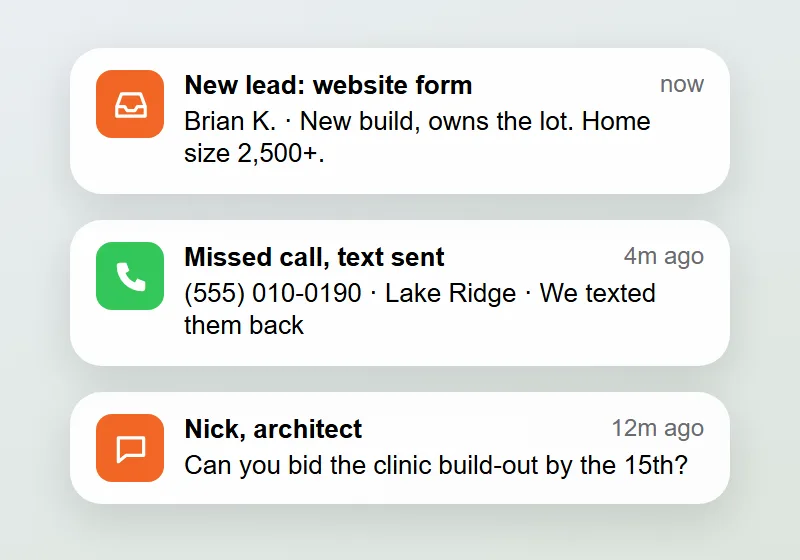 Every Lead In One App: construction website