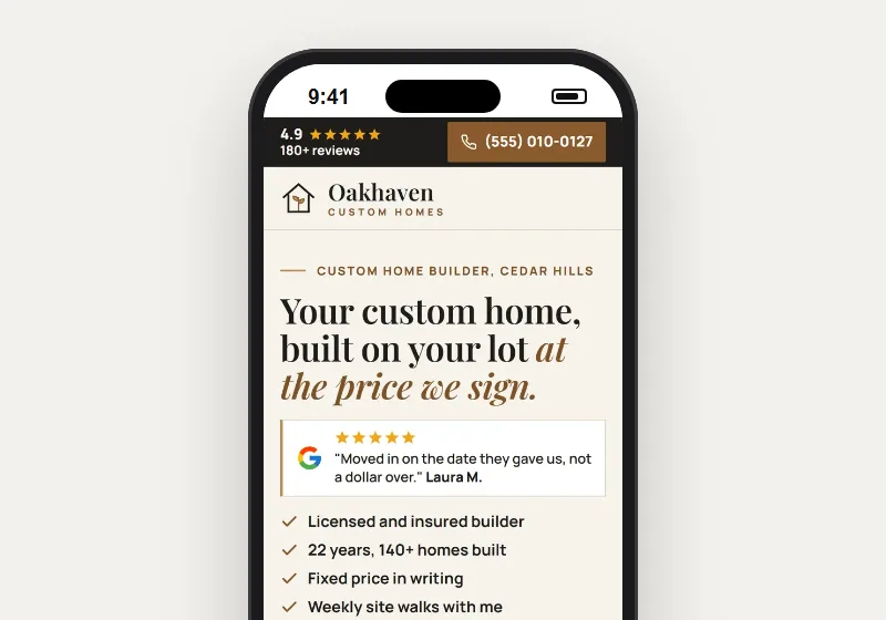 Built For The Phone: construction website