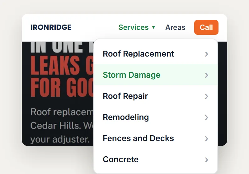 A Page For Every Job: contractor website