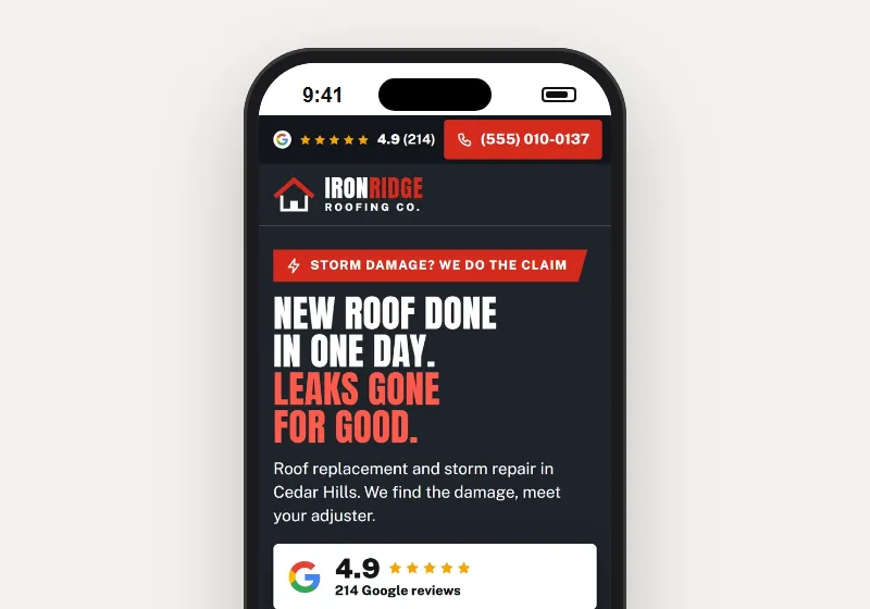 Built For The Phone: contractor website