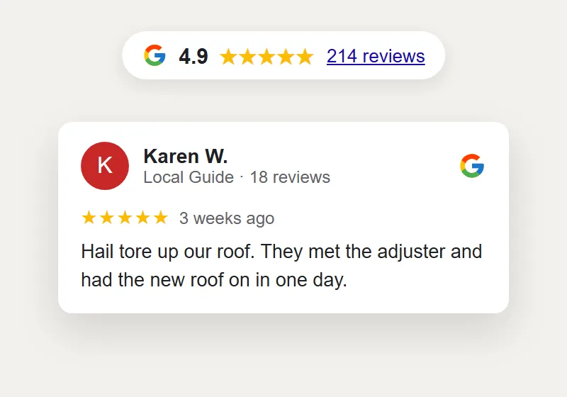 Your Google Reviews Up Front: contractor website