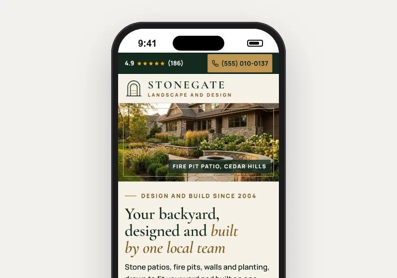 Built For The Phone: landscaping website