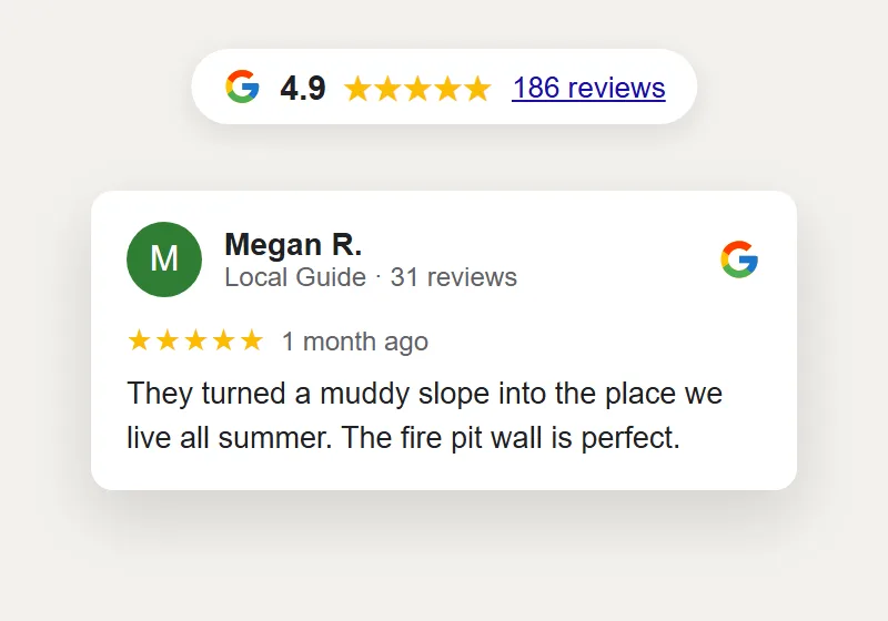 Your Google Reviews Up Front: landscaping website