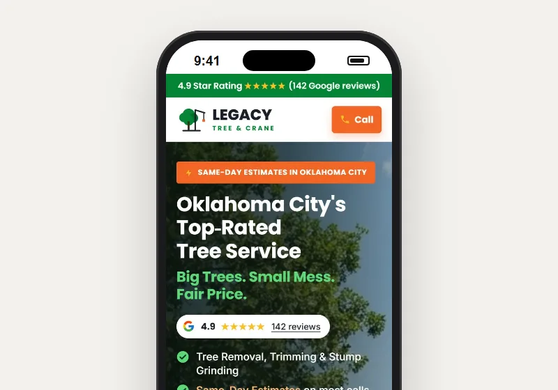 Built For The Phone: tree service website