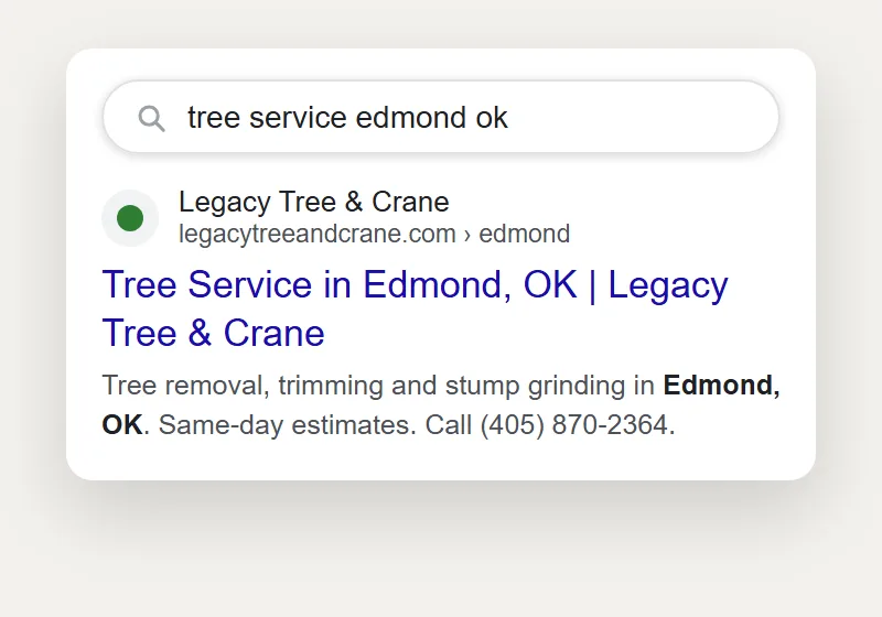 A Page For Every Town: tree service website
