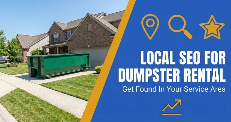 Map pin over a neighborhood with a dumpster in a driveway