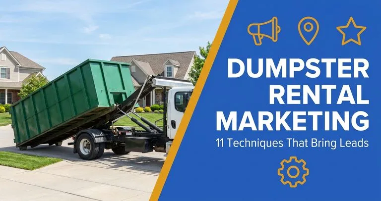 Roll-off truck delivering a dumpster to a home