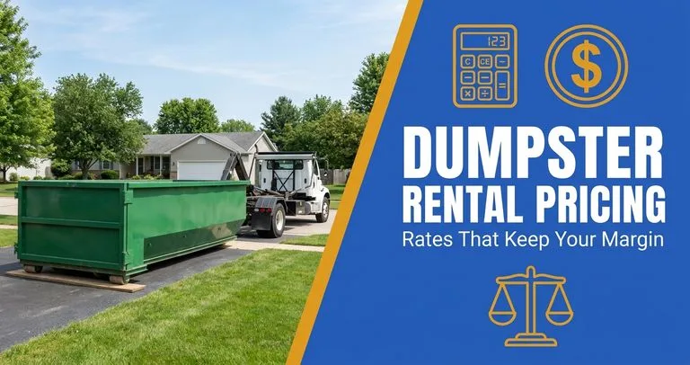 Roll-off dumpster being delivered to a residential driveway