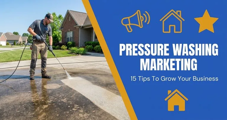 Pressure washing a dirty driveway with a clean stripe showing